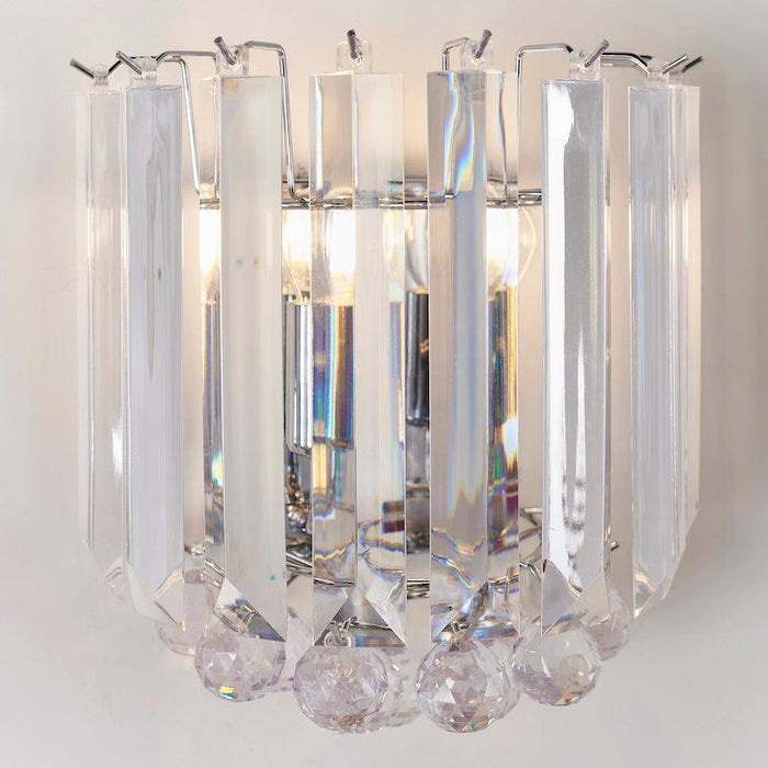 Traditional Wall Lights - Fargo chrome Plate & Clear Acrylic 2LT Wall Light FARGO-WBCH close up