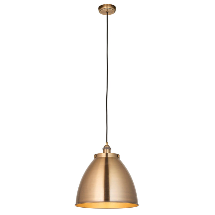 Endon Franklin 1 Light Antique Brass Large Ceiling Pendant-Ceiling Pendant Lights-Endon Lighting  Bedrooom Lighting Wide ImageTiffany Lighting Direct