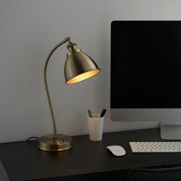 Endon Franklin 1 Light Brass Finish Table Lamp-Endon Lighting-Living-Room-Tiffany Lighting Direct-[image-position]