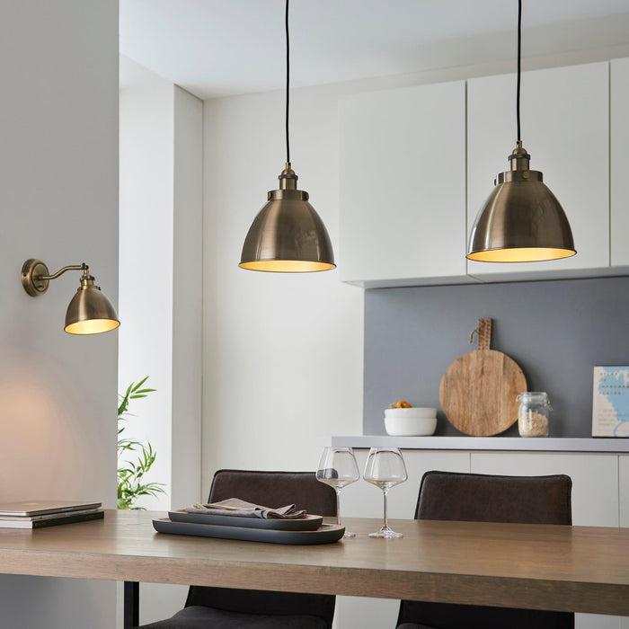 franklin brass wall light by Endon Lighting Bedroom Close Up Image