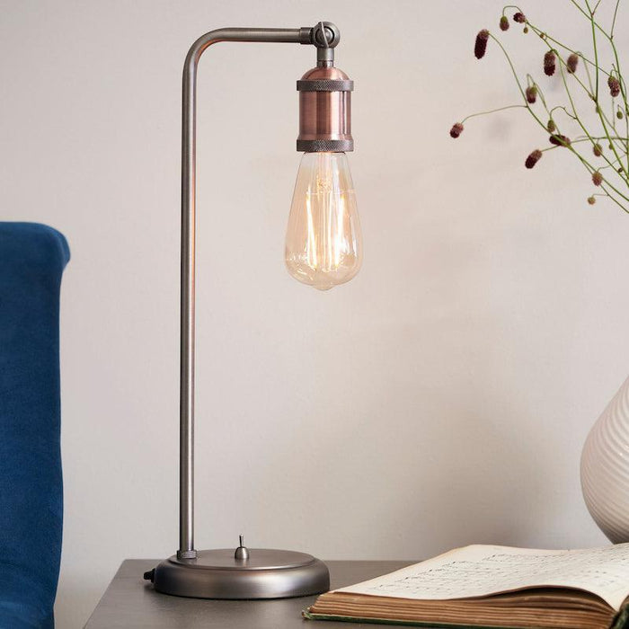 Endon Hal 1 Light Tall Antique Brass Table Lamp - Switched 2