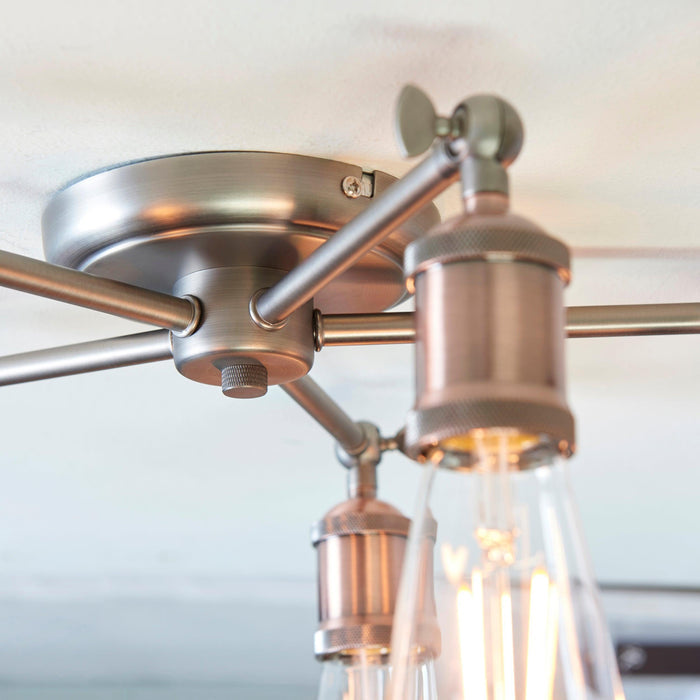 Endon Hal 5 Light Pewter & Copper Semi Flush Ceiling Light 76336  Living Room Image 5
