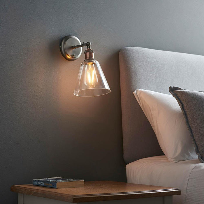 hal pewter wall light 1 by Endon Lighting Living room close up image