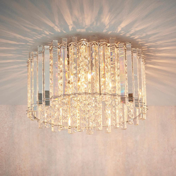Endon Hanna 4 Light Flush Polished Chrome Ceiling Light Living room wide shot