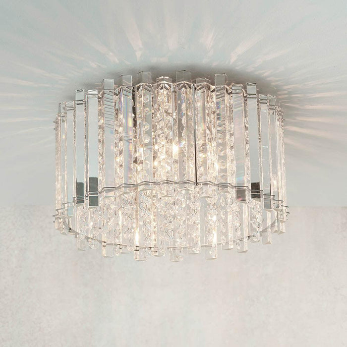 Endon Hanna 4 Light Flush Polished Chrome Ceiling Light Hallway close up