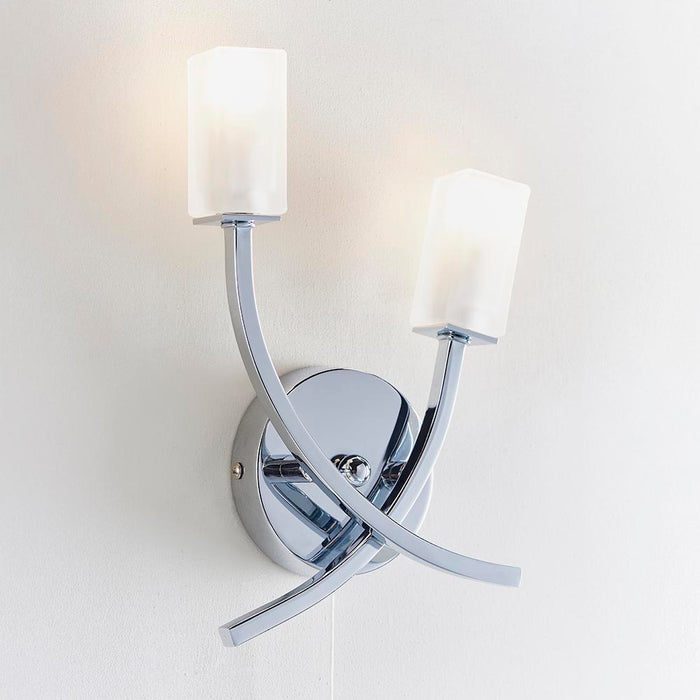 Endon Havana 2 Light Chrome Wall Light by Endon Lighting — suits living rooms, bedrooms & hallways