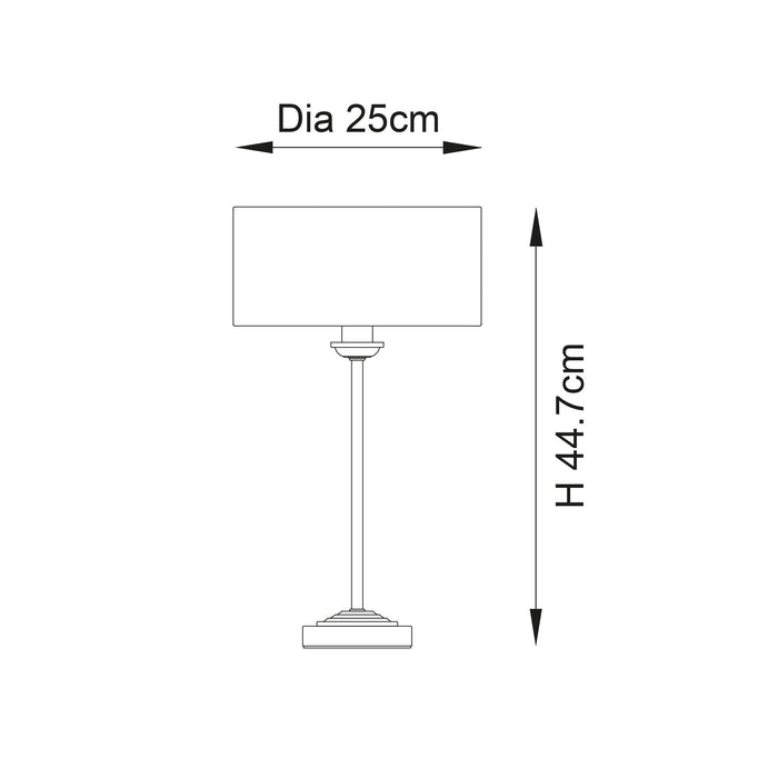 highclere brushed chrome table lamp linen shade by Endon Lighting Bedroom Hero Shot