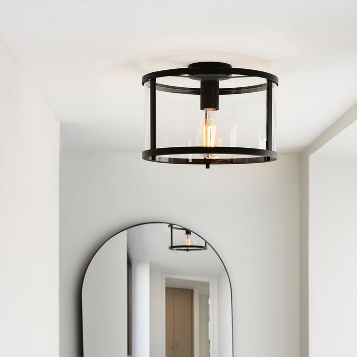 Endon Hopton 1 Light Black Living Room Flush Ceiling Light Image 3