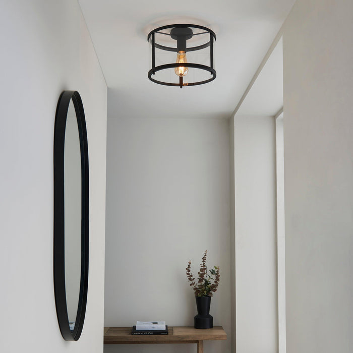 Endon Hopton 1 Light Black Living Room Flush Ceiling Light Image 4