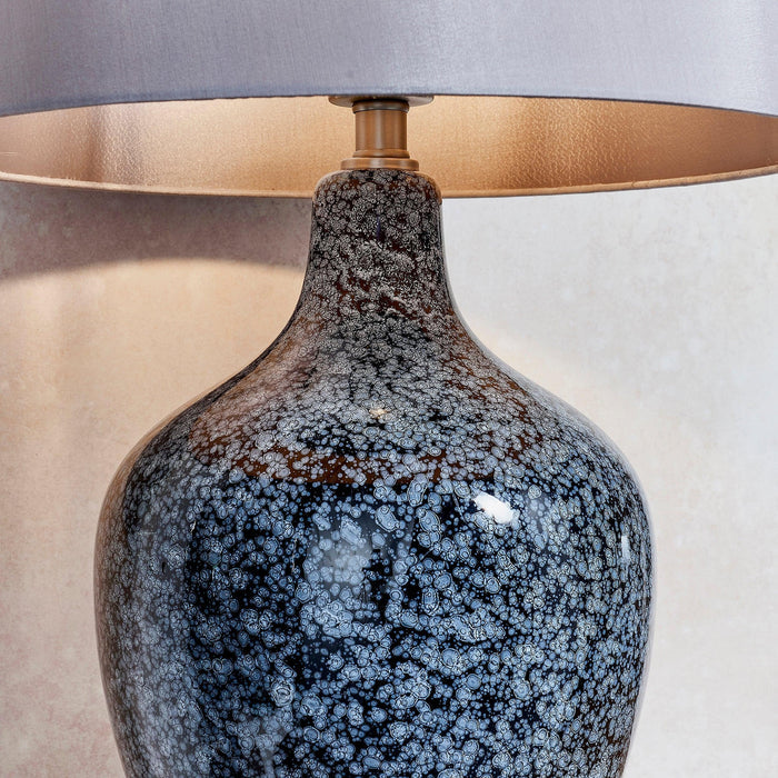 Endon Ilsa 1 Light Black Glass Table Lamp - Mink Shade 79842 - Close up
