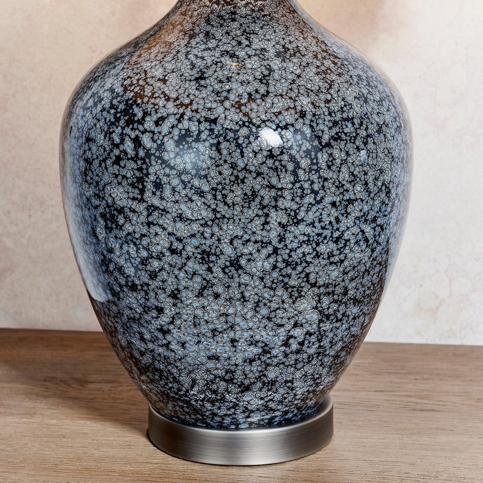 Endon Ilsa 1 Light Black Glass Table Lamp - Mink Shade 79842 - Base Close-up