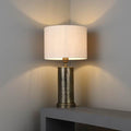 Endon Indara Hammered Aged Bronze Table Lamp - Linen Shade-Endon Lighting-Living-Room-Tiffany Lighting Direct-[image-position]