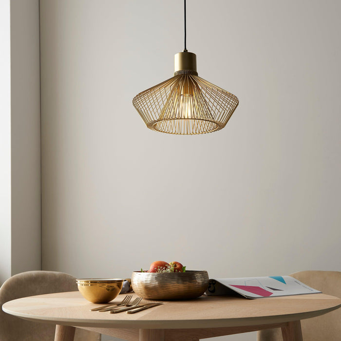 Endon Kimberley 1 Light Gold Ceiling Pendant-Ceiling Pendant Lights-Endon Lighting Living Room Close Up Lighting Tiffany Lighting Direct