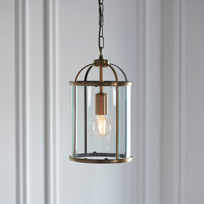 Endon Lambeth Brass Ceiling Lantern 1 Light-Ceiling Pendant Lights-Endon Lighting Living Room Lighting Tiffany Lighting Direct
