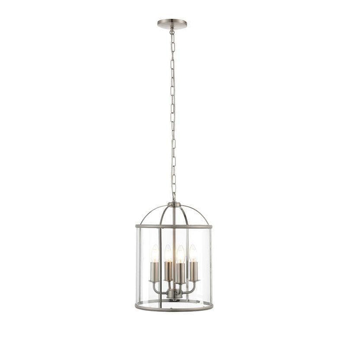 Tiffany Lamps & Lighting Lambeth 4LT chrome & Clear Glass Pendant Ceiling Light 70324by Endon