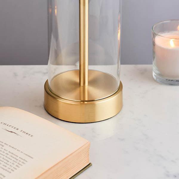 Endon Lessina Touch Gold & Glass Table Lamp With White Shade-Endon Lighting-Living-Room-Tiffany Lighting Direct-[image-position]