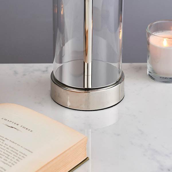 Endon Lessina Touch Table Lamp With Vintage White Shade-Endon Lighting-Living-Room-Tiffany Lighting Direct-[image-position]