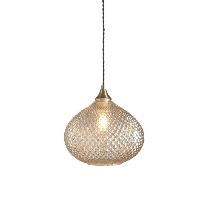 Endon Livia 1 Light Antique Brass Ceiling Pendant-Ceiling Pendant Lights-Endon Lighting Living Room Lighting Tiffany Lighting Direct