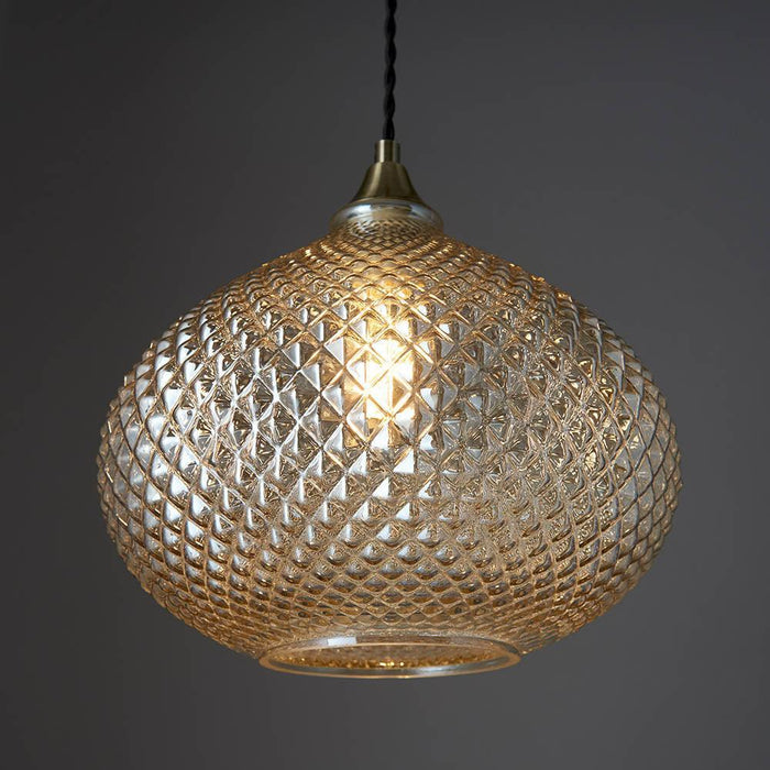 Endon Livia 1 Light Antique Brass Ceiling Pendant-Ceiling Pendant Lights-Endon Lighting hallway lighting photo Tiffany Lighting Direct