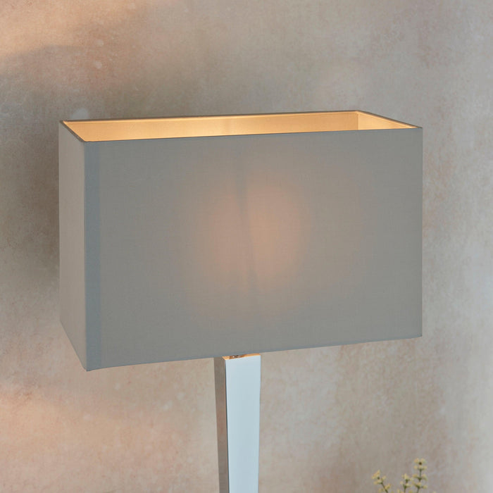 Endon Moreto Chrome Finish And Grey Faux Silk Table Lamp-Endon Lighting-Living-Room-Tiffany Lighting Direct-[image-position]