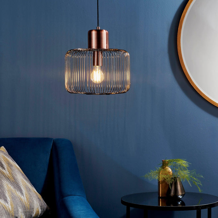 Endon Nicola 1 Light Antique Copper Pendant 68986 - Living Room