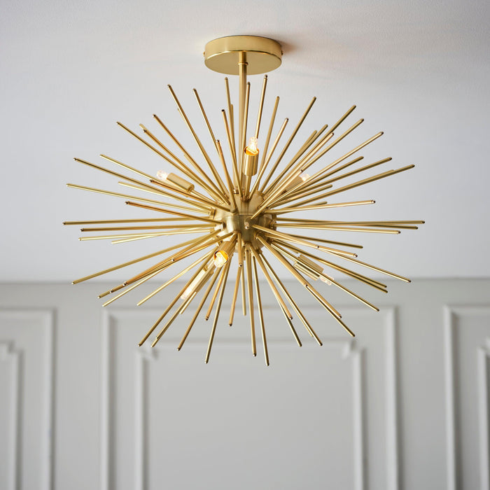 Endon Orta 6 Light Brass Semi-Flush Ceiling Light Hallway Image
