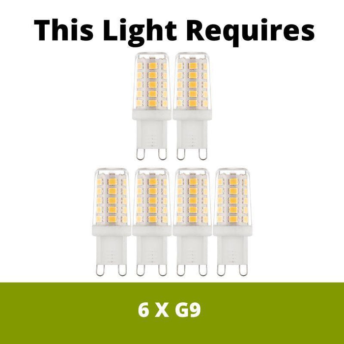 orta 6 light brass semi flush ceiling light by Endon Lighting LED Lamp Bulb Guide