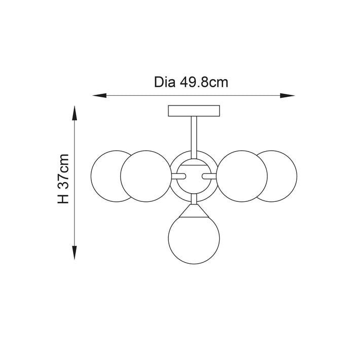 Endon Oscar 6 Light Brass Finish Semi Flush Ceiling Light Hallway dimmable image 2