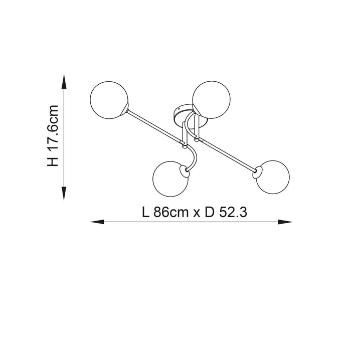 Endon Otto 4 Light Semi Flush Brushed Brass Ceiling Light Living room dimmable image 4