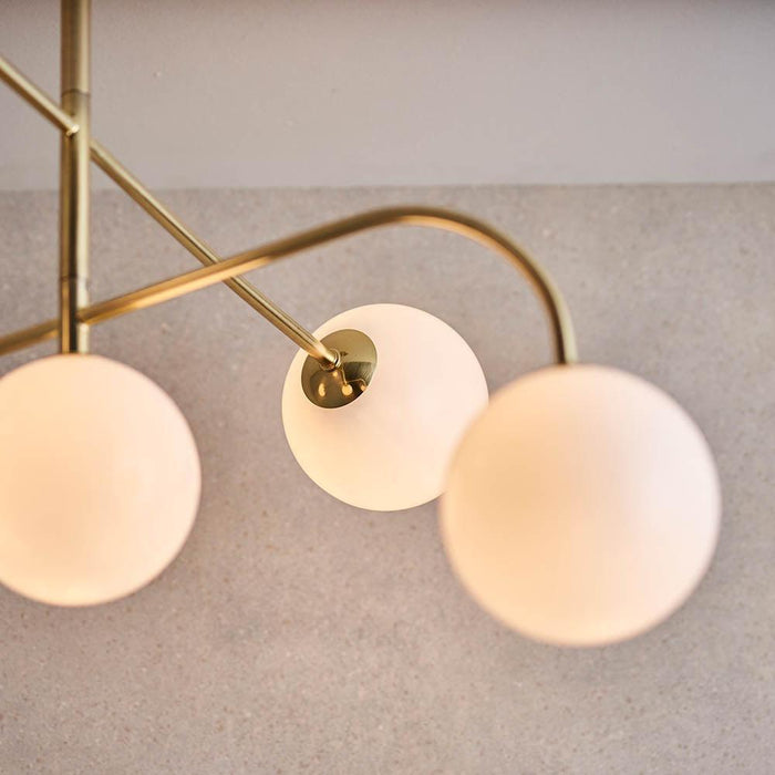 Endon Otto 5 Light Brass Finish Semi Flush Ceiling Light Living room wide shot