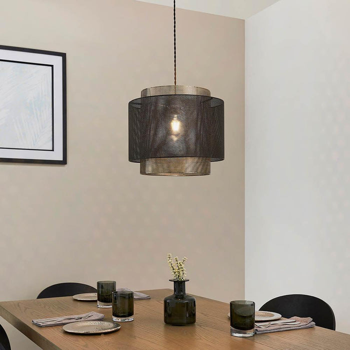 plexus 1 brass finish light pendant small by Endon Lighting Living Room Close Up 143