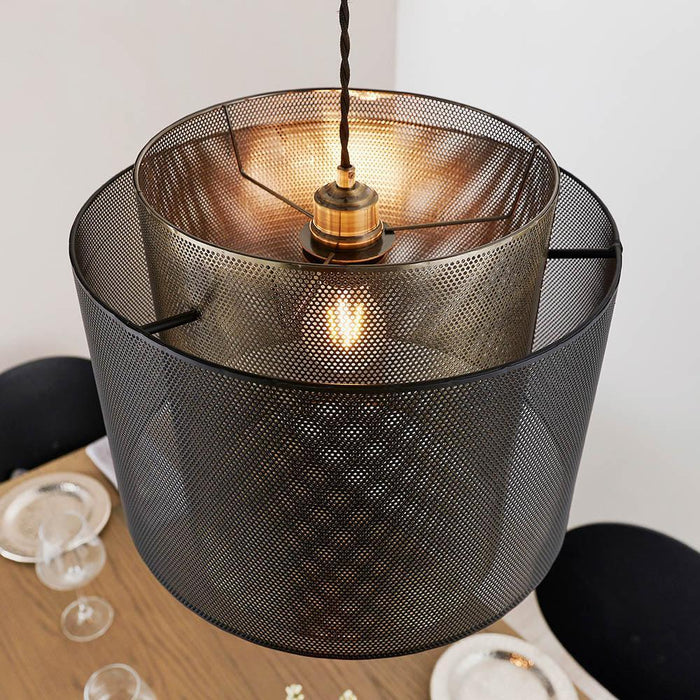 plexus 1 brass finish light pendant small by Endon Lighting Living Room Family Shot