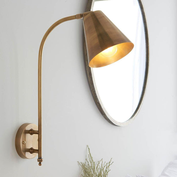 Radha Antique Brass Wall Light 93144,Endon Lighting, living room close up image