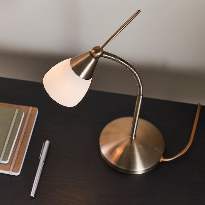 Endon Range Antique Brass & White Glass Table Lamp 5