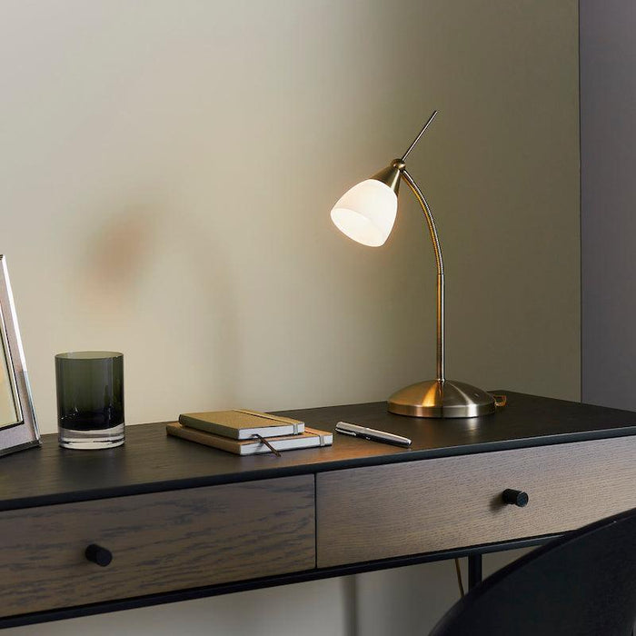 Endon Range Antique Brass & White Glass Table Lamp 4