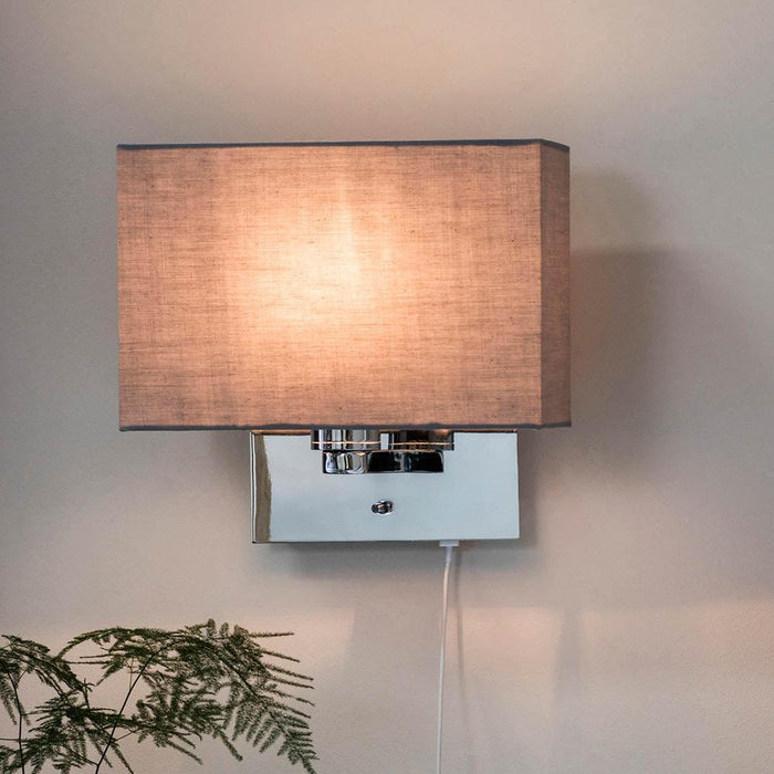 rectangular 1 light lamp shade grey by Endon Lighting Hallway lights Close Up