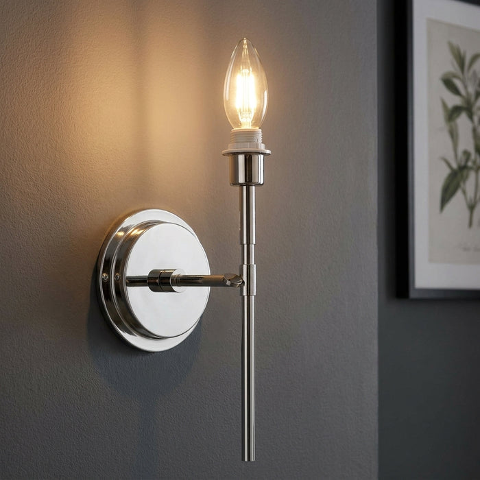 Endon Rennes Nickel Wall Light Fitting (Without Shade) by Endon Lighting — suits living rooms, bedrooms & hallways