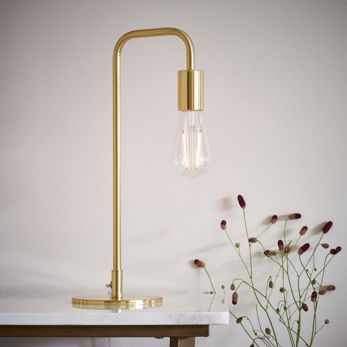Endon Rubens 1 Light Brass Table Lamp 77117- Sitting on a Table