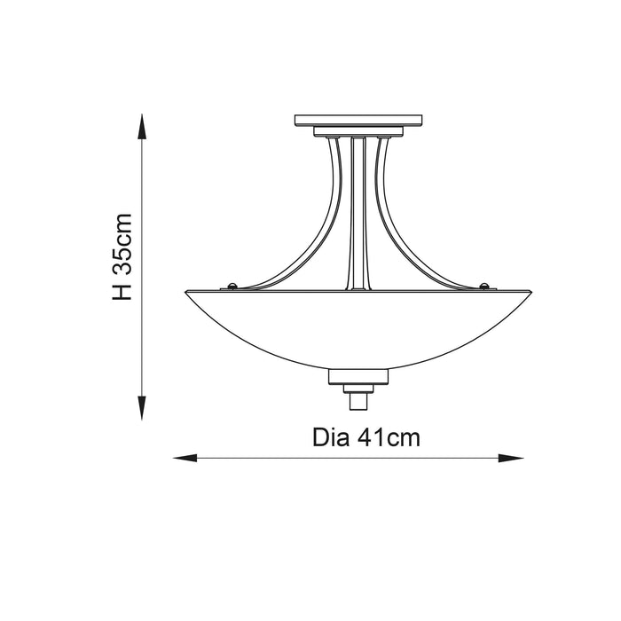 welles 3 arm satin nickel finish semi flush ceiling light by Endon Lighting Kitchen Lights CLose Up