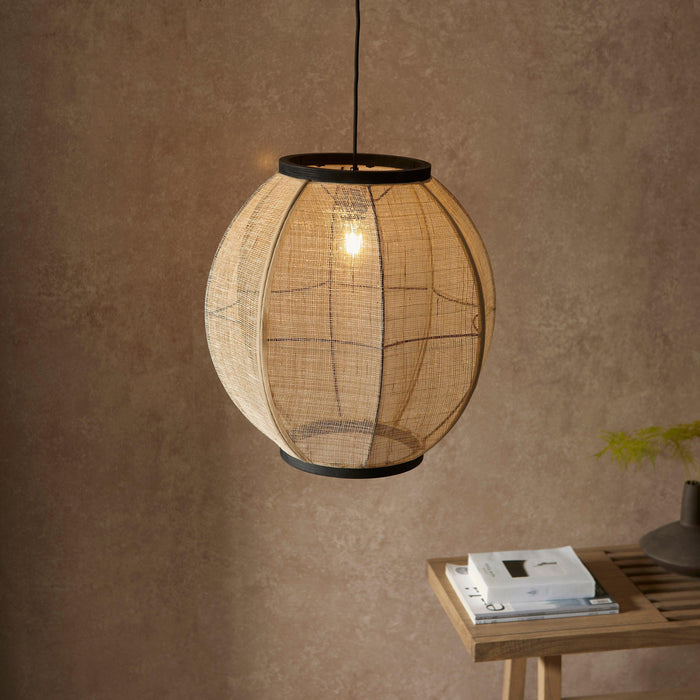Endon Zaire Linen Adjustable Globe Ceiling Pendant-Ceiling Pendant Lights-Endon Lighting living room close up Tiffany Lighting Direct