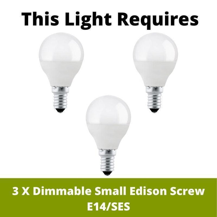 Enea Nickel & Satin Glass 3 Light Bar Kitchen Spotlight requires 3 x Small Edison Screw E14/SES bulbs