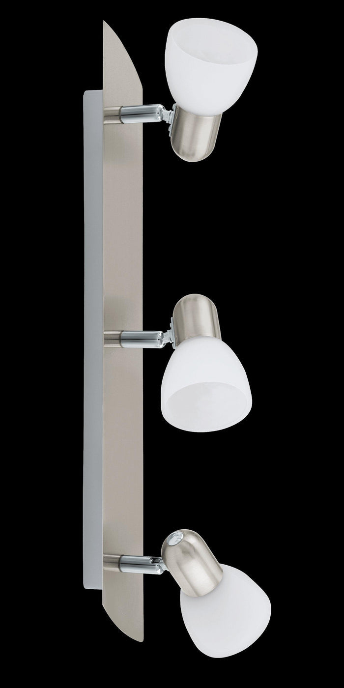 eglo enea nickel satin glass 3 light bar spotlight Kitchen Lighting Close Up