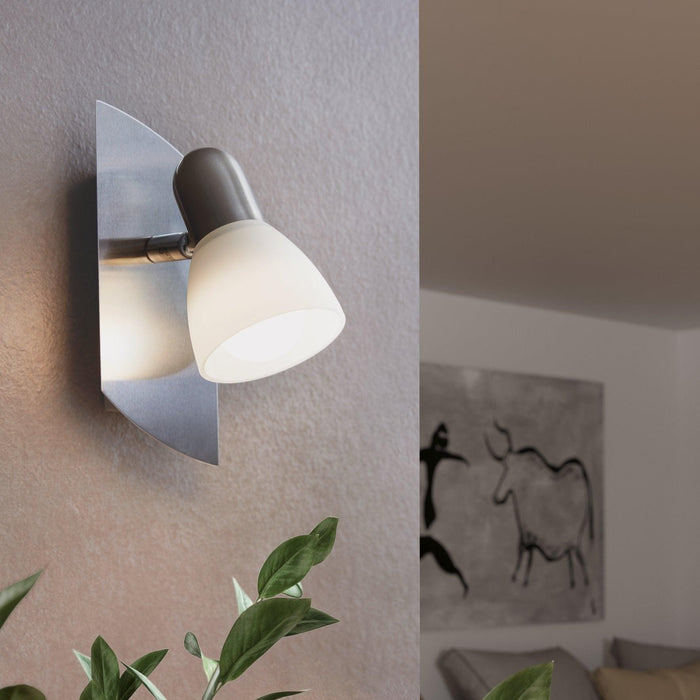 eglo enea nickel satin glass wall spotlight