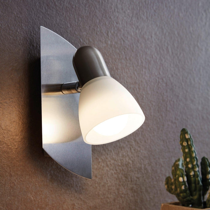 eglo enea nickel satin glass wall spotlight living room image