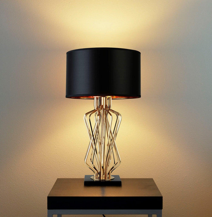 Ethan Gold & Marble Table Lamp With Black Shade-Living-Room-Tiffany Lighting Direct-[image-position]