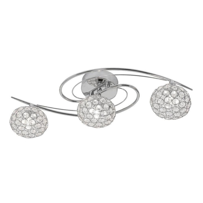 Eva 3 Light Polished Chrome & Crystal Semi-Flush Living room Image