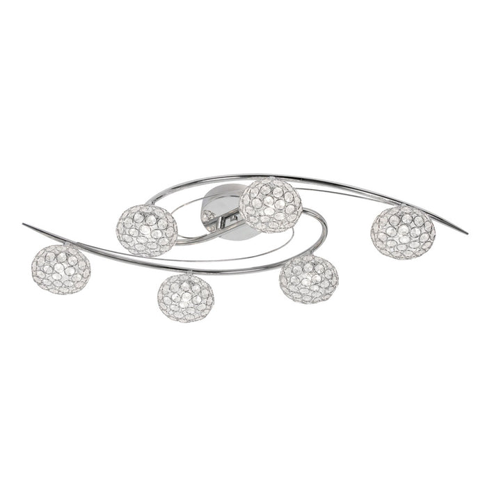 Eva 6 Light Polished Chrome & Crystal Semi-Flush — alternate view