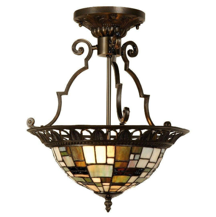 Tiffany Ceiling Flush & Semi Flush Lights - Falling Water Tiffany Semi Flush Ceiling Light