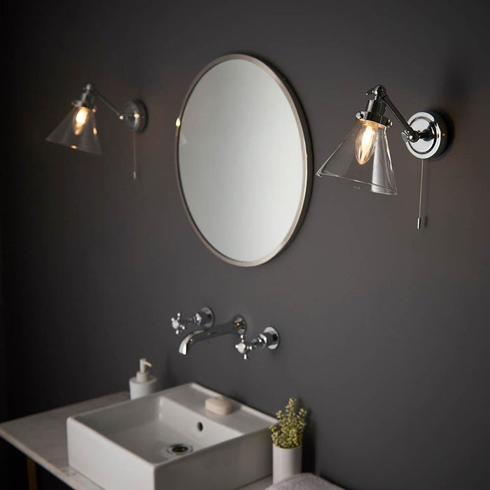 faraday chrome finish bathroom wall light by Endon Lighting Living Room Close Up 133