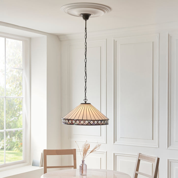 Fargo Large Tiffany Ceiling Light - 3 Bulb Fitting by Interiors 1900 — suits living rooms, dining rooms & hallways